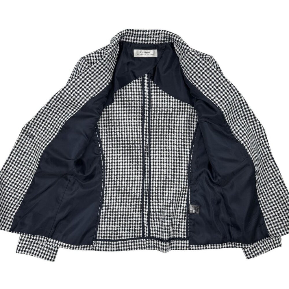 Tahari Size S Woman Arthur S. Levine Womens Black & White Houndstooth Blazer - Picture 3 of 9
